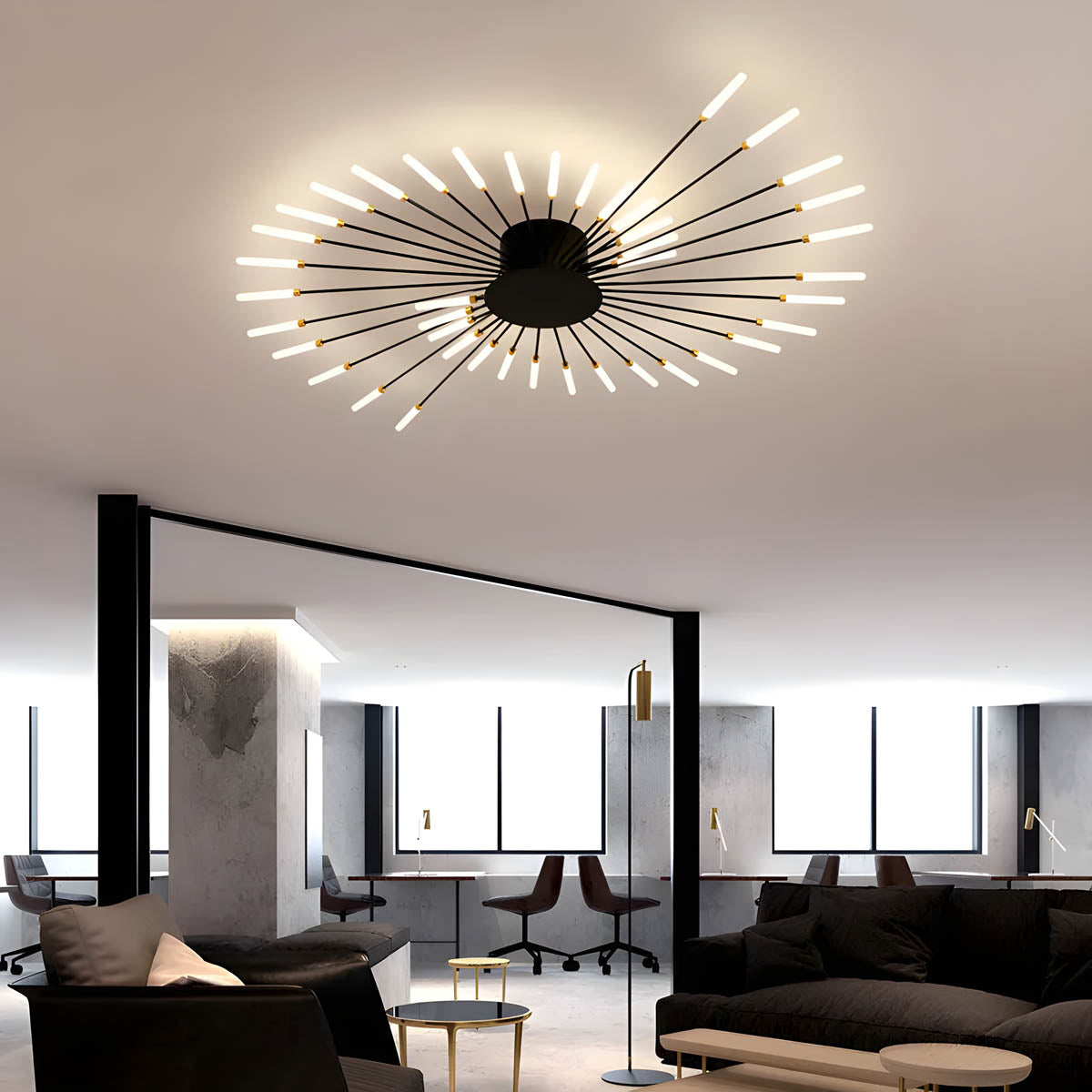 Aluminium and Acrylic LED Semi-Flush Chandelier