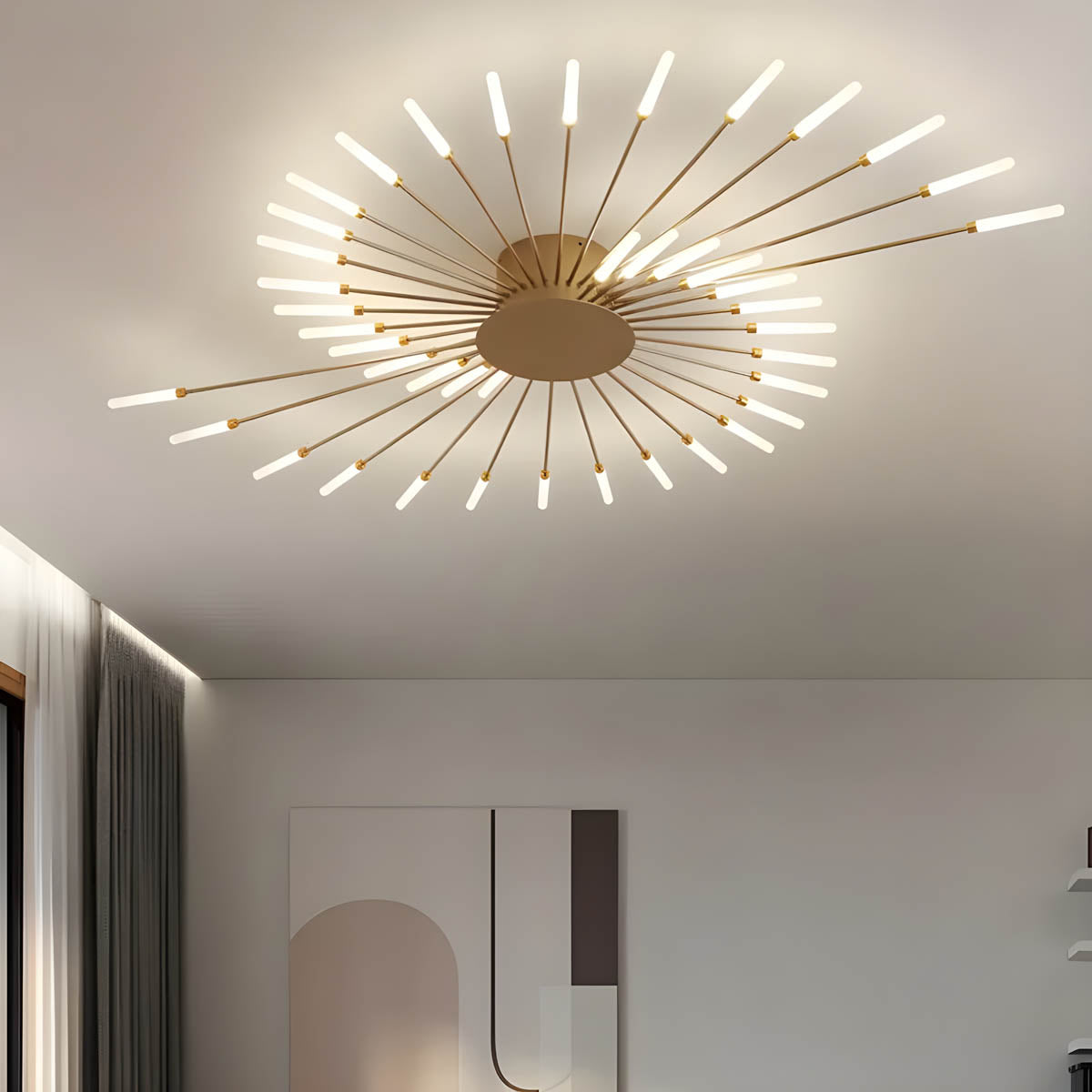 Aluminium and Acrylic LED Semi-Flush Chandelier