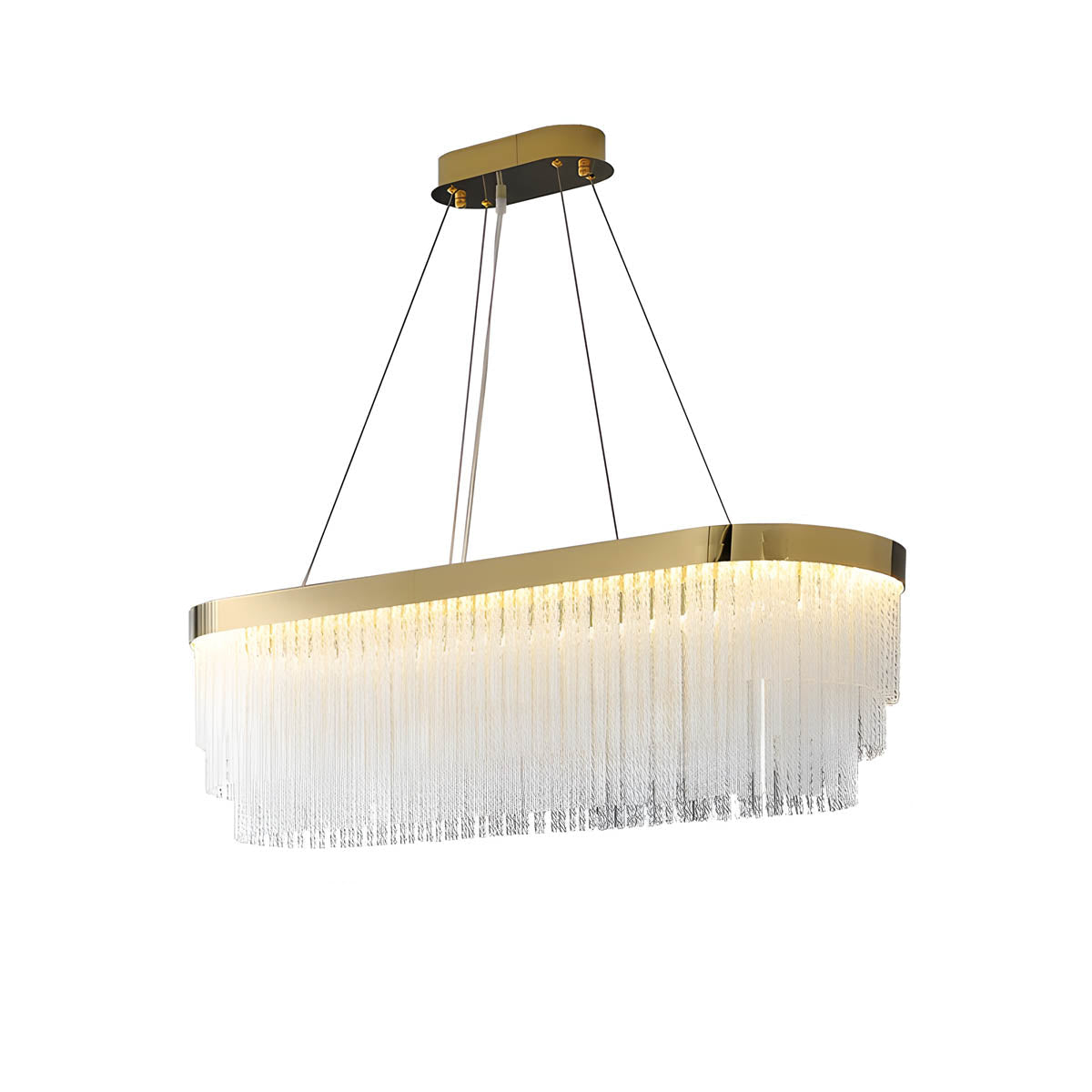 Crystal chandelier with stainless steel frame