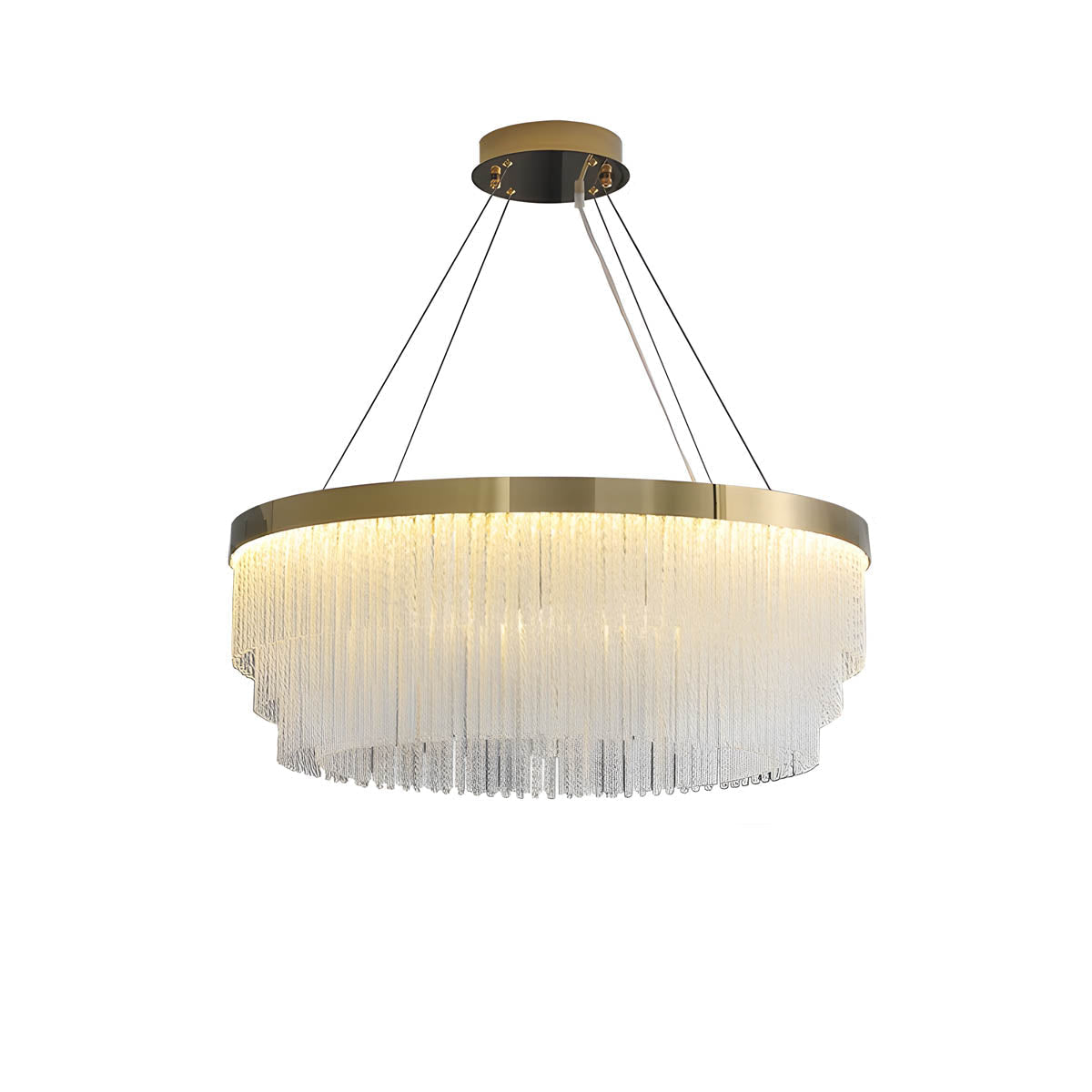 Crystal chandelier with stainless steel frame