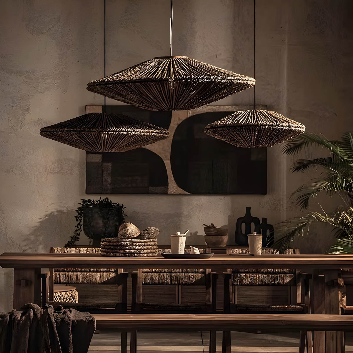 Hand-Knitted Rattan Pendant Light LED