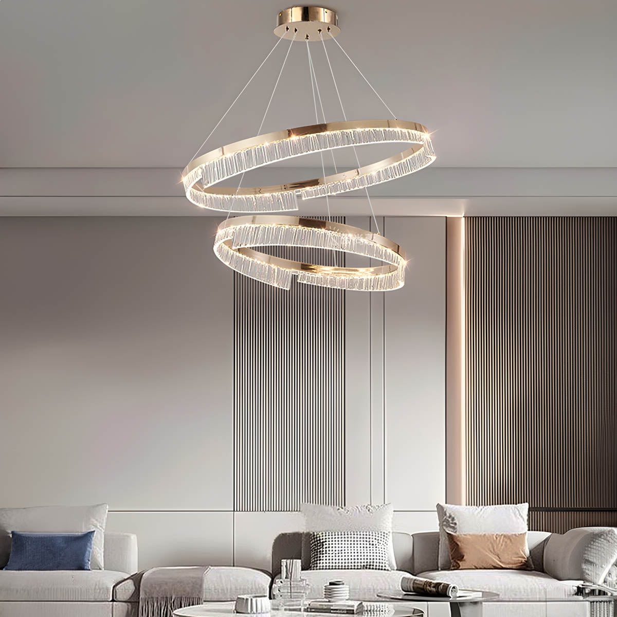 Ring LED Aluminium & Acrylic Chandelier 40 cm Tricolour Dimmable