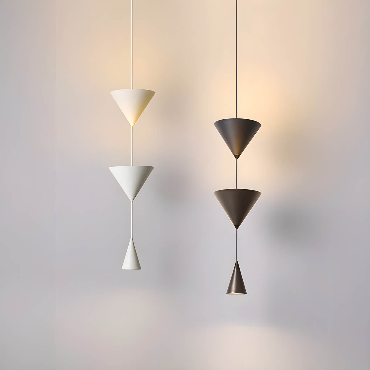 Triple-cone iron pendant light LED, adjustable cord