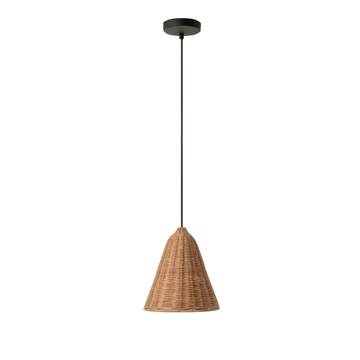 Handwoven rattan and hemp rope pendant light