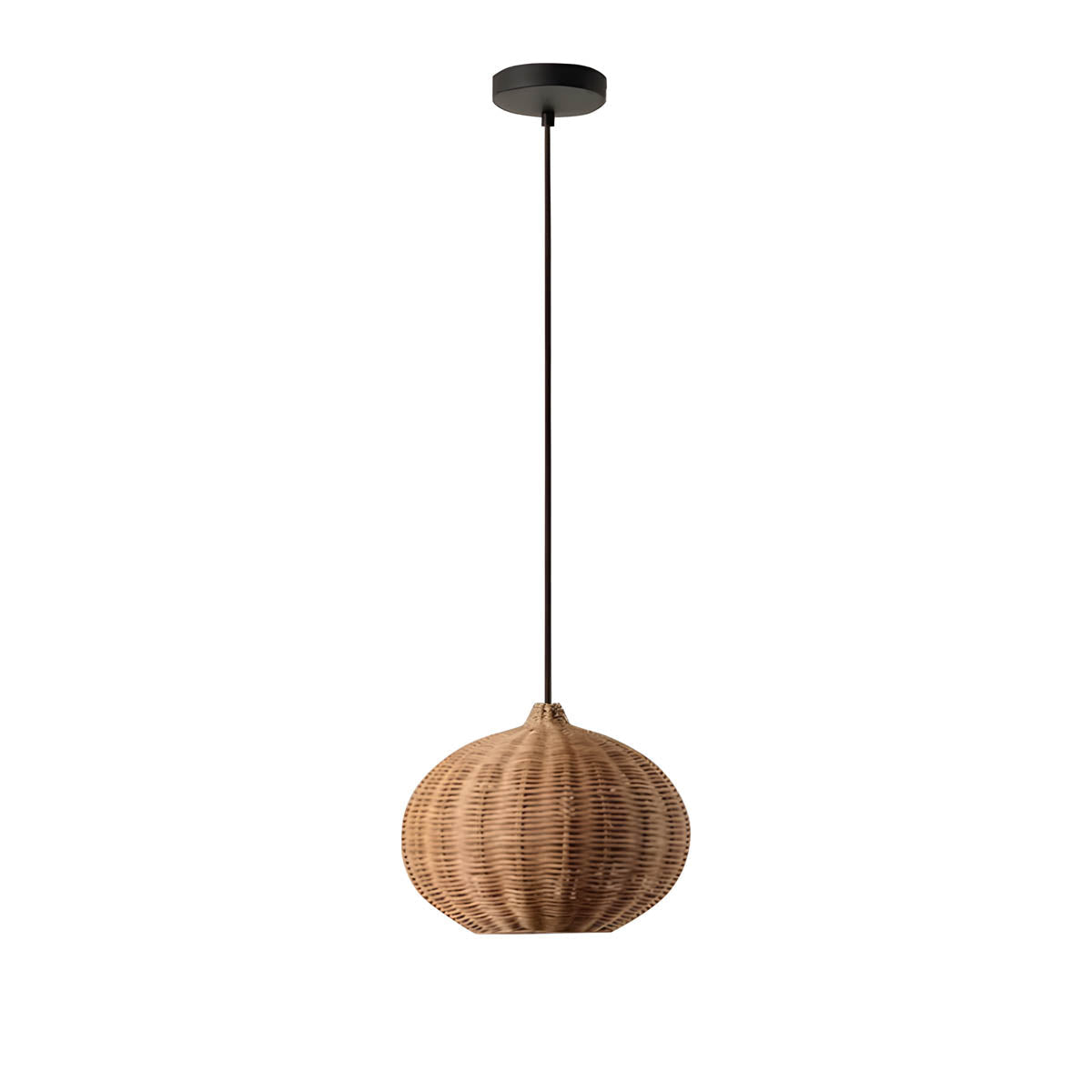 Handwoven rattan and hemp rope pendant light