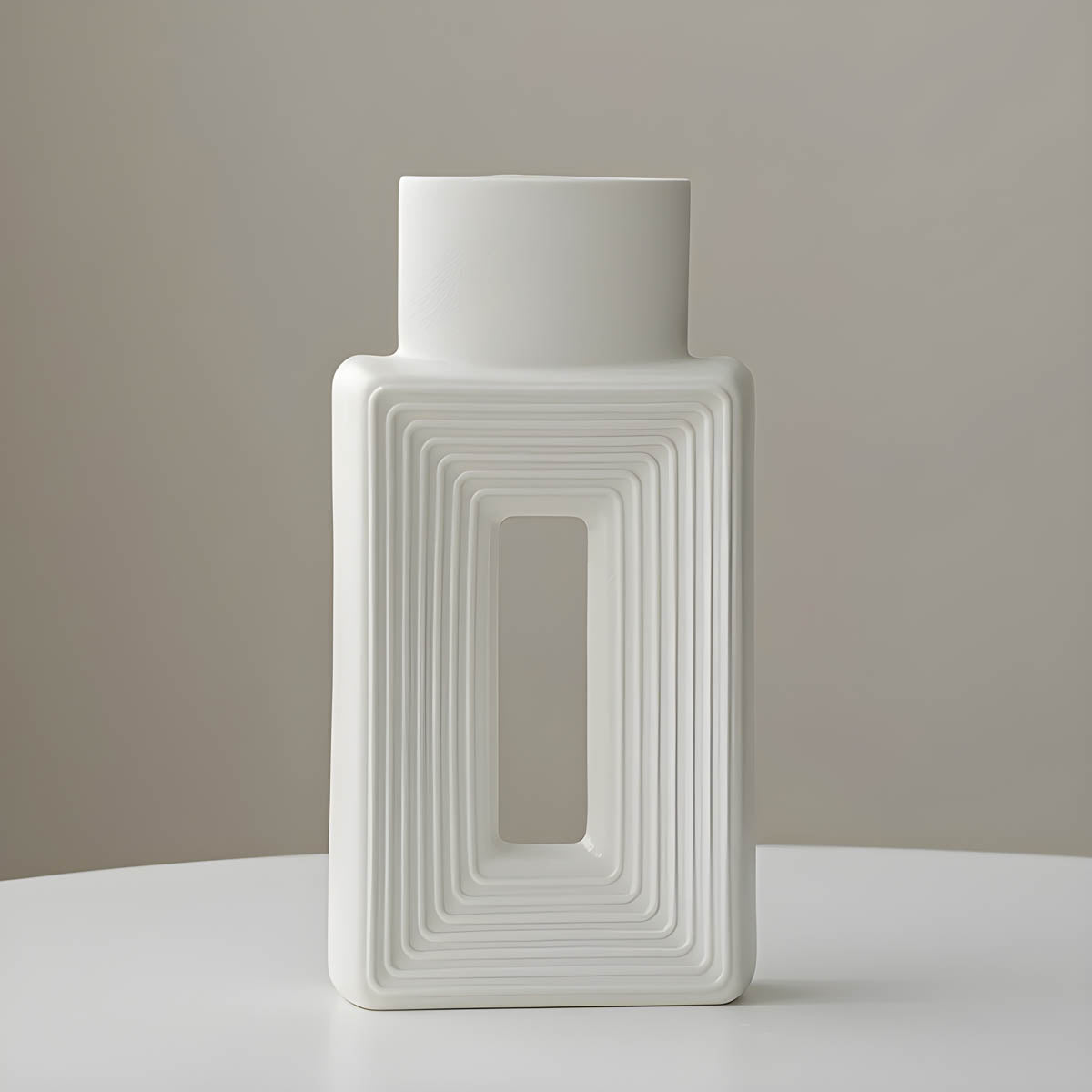 Minimalist Square Ceramic Vase, White & Porcelain — Geometric Home Accent