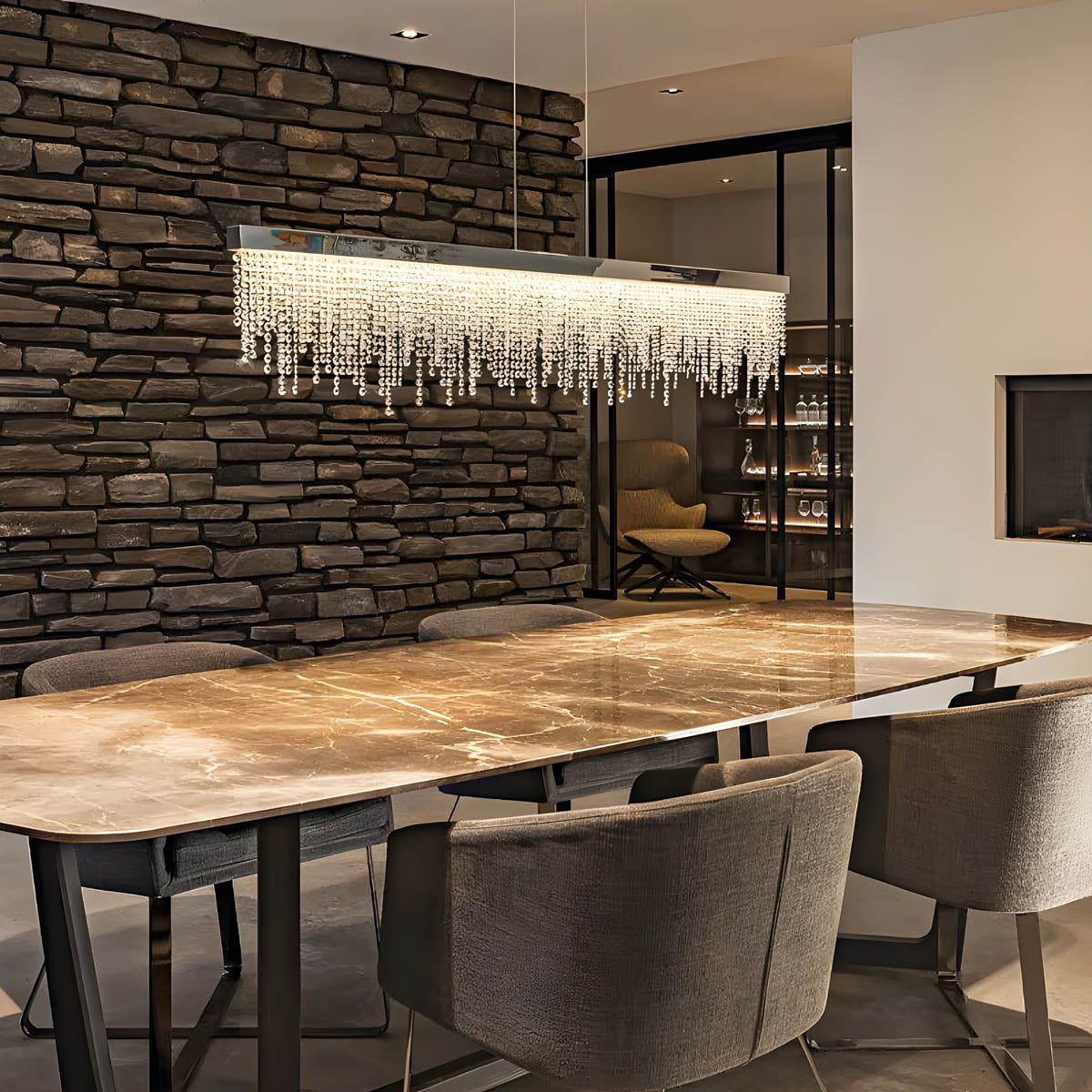 Crystal & Stainless Steel Flush Mount Ceiling Light