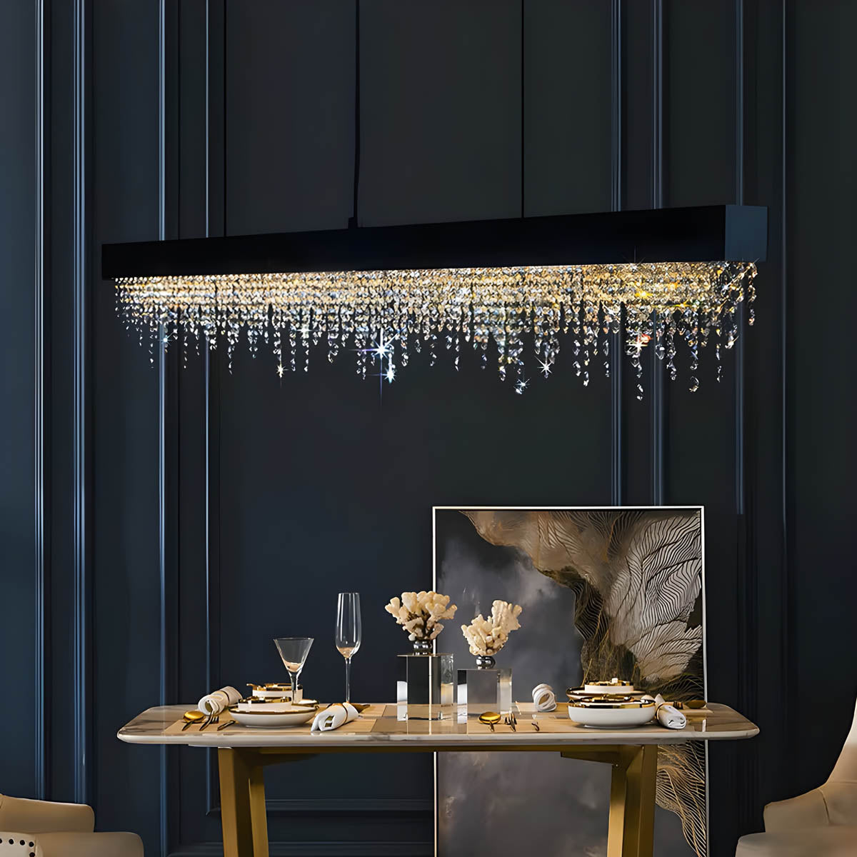 Crystal & Stainless Steel Flush Mount Ceiling Light