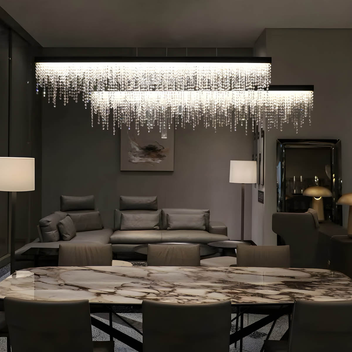 Crystal & Stainless Steel Flush Mount Ceiling Light