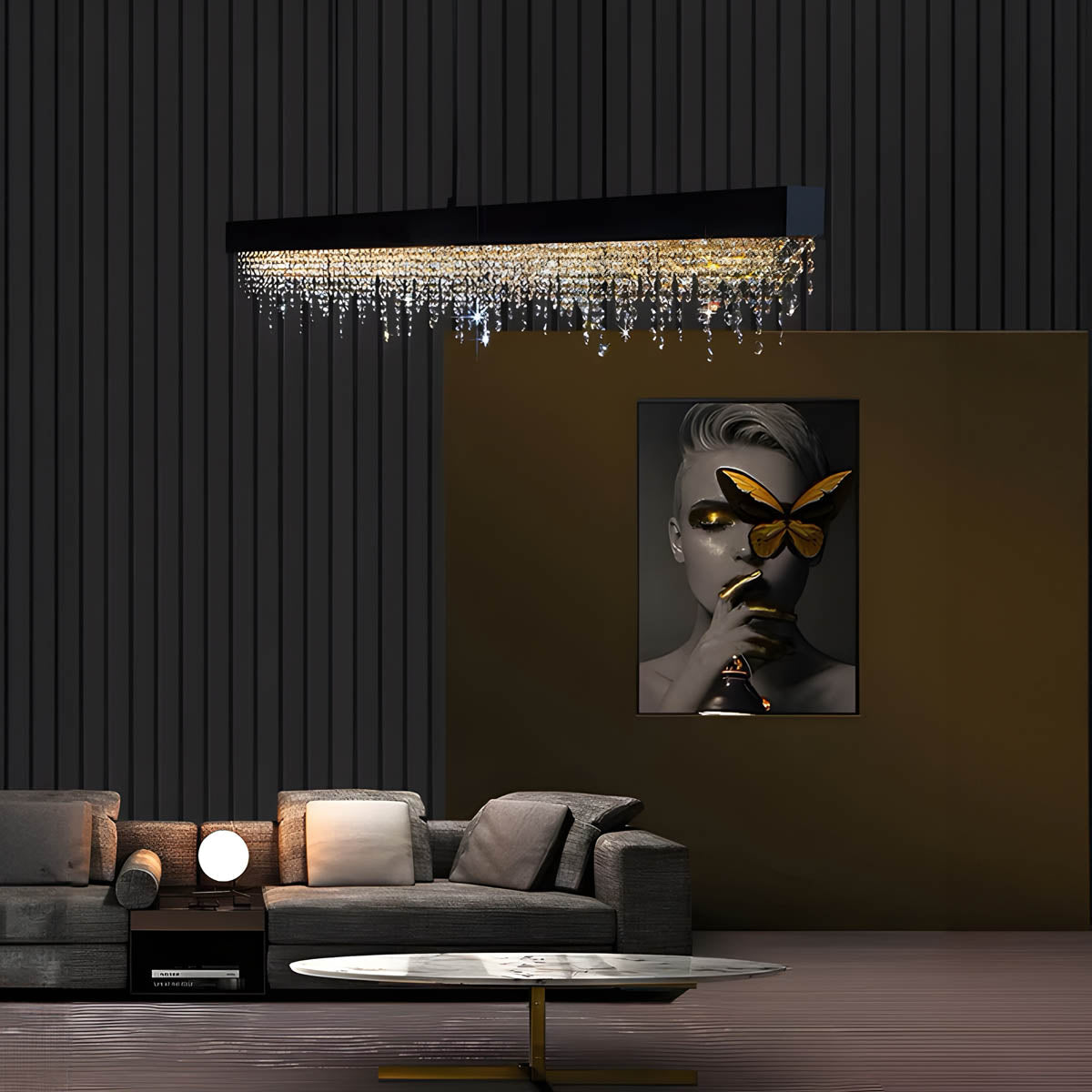 Crystal & Stainless Steel Flush Mount Ceiling Light