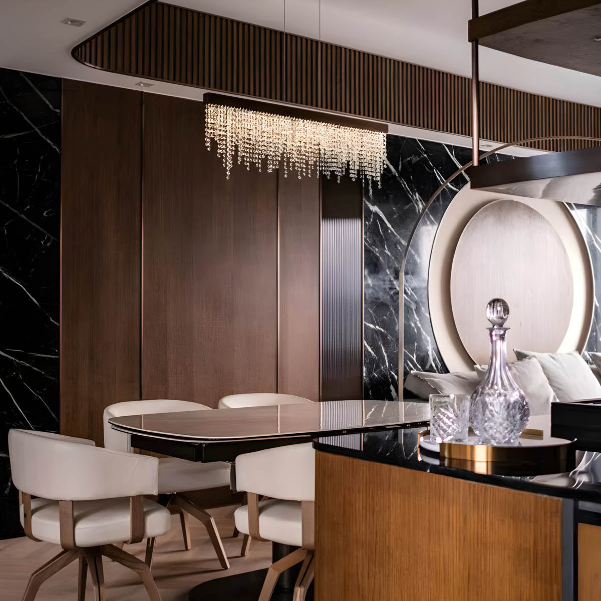 Crystal & Stainless Steel Flush Mount Ceiling Light