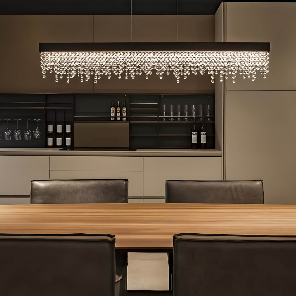 Crystal & Stainless Steel Flush Mount Ceiling Light