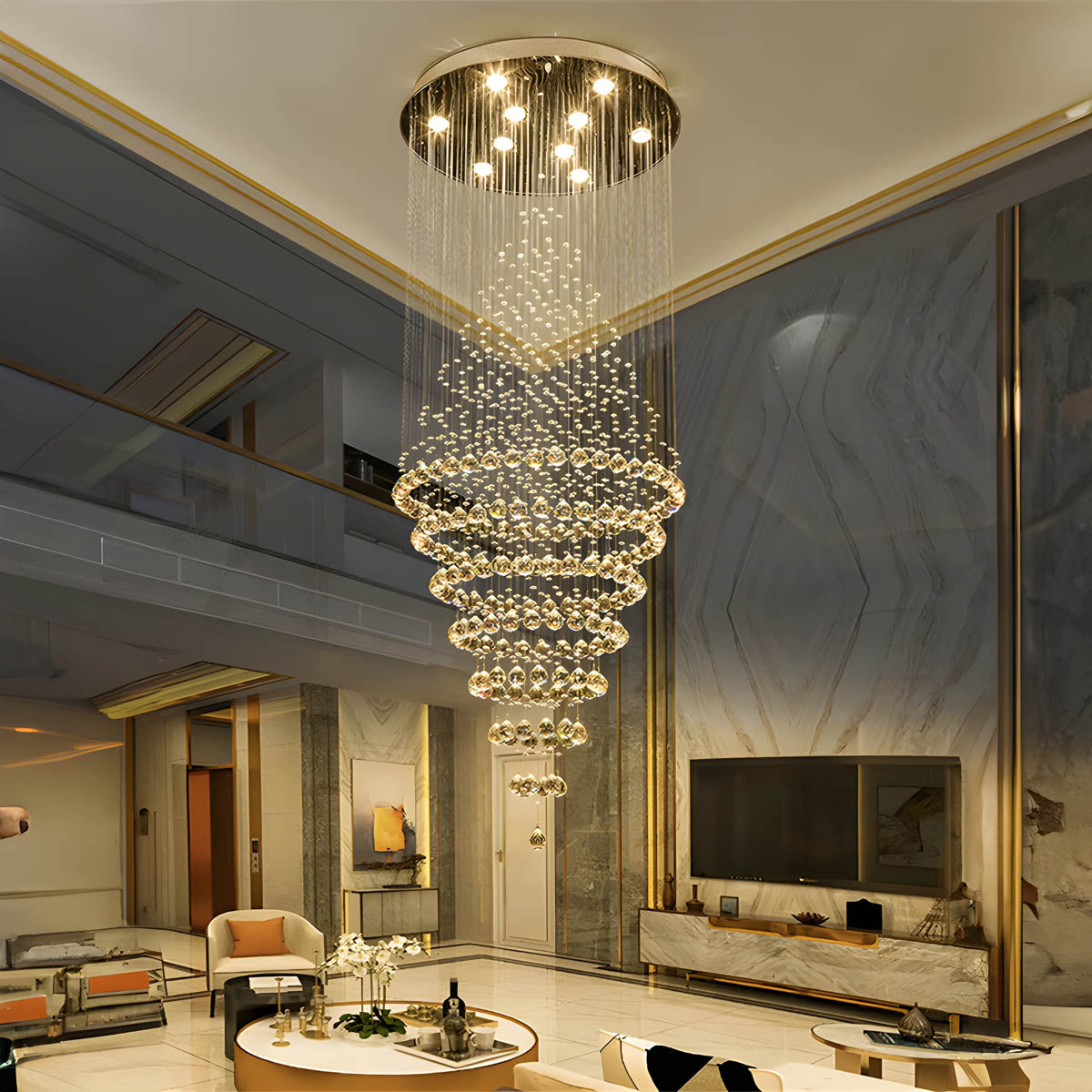 Crystal Chandelier with Stainless Steel Frame and K9 Crystals, 40–300 cm
