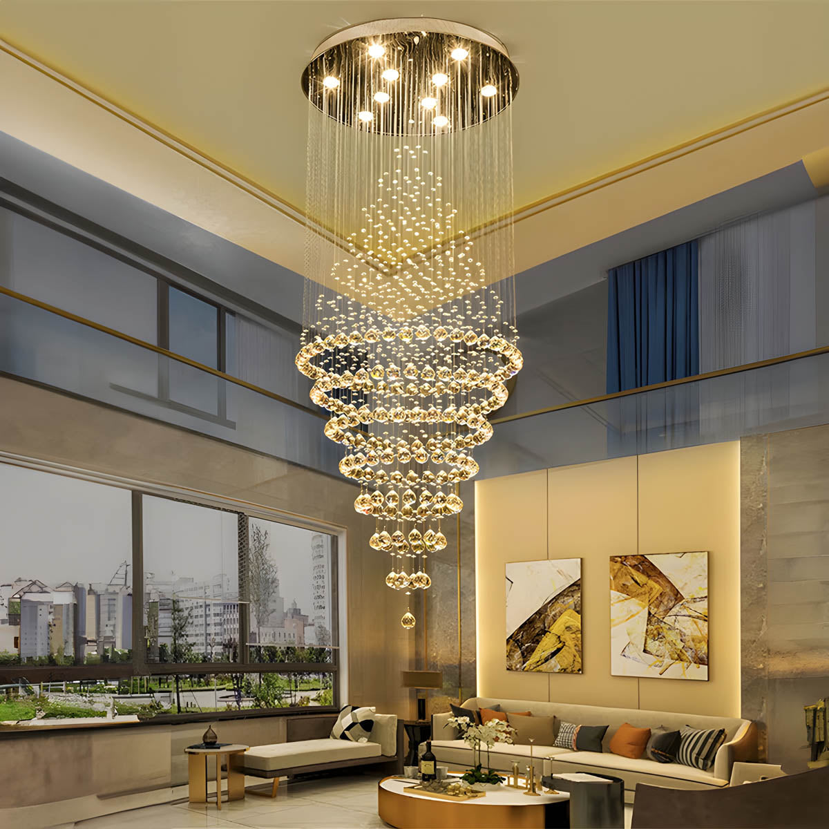 Crystal Chandelier with Stainless Steel Frame and K9 Crystals, 40–300 cm