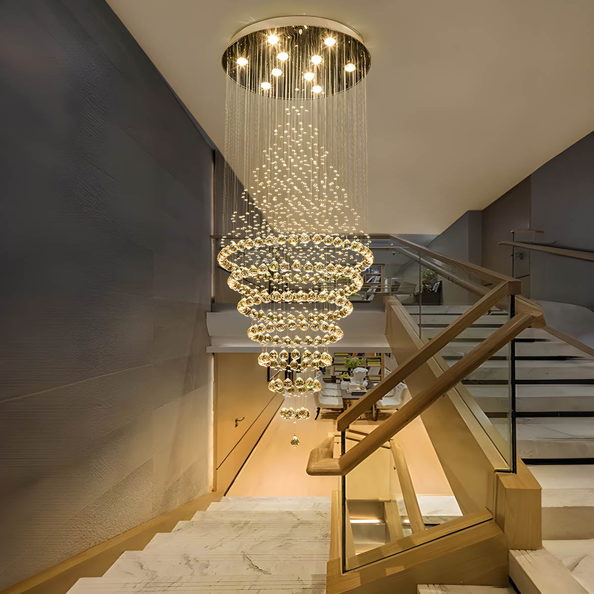 Crystal Chandelier with Stainless Steel Frame and K9 Crystals, 40–300 cm