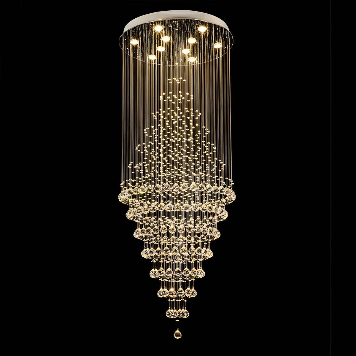 Crystal Chandelier with Stainless Steel Frame and K9 Crystals, 40–300 cm