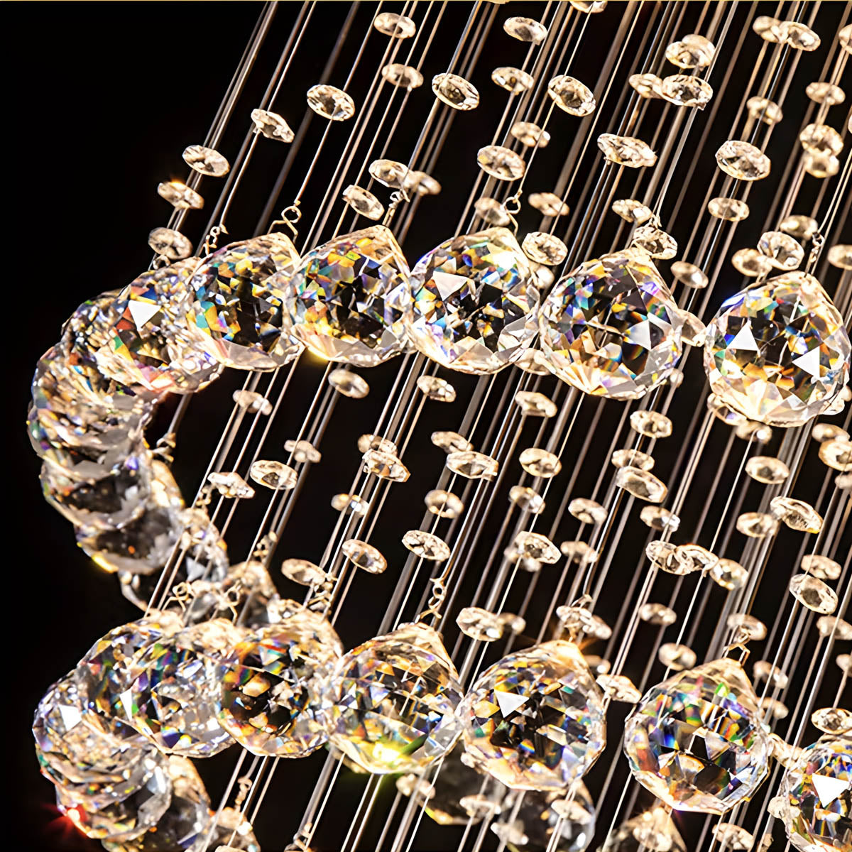 Crystal Chandelier with Stainless Steel Frame and K9 Crystals, 40–300 cm