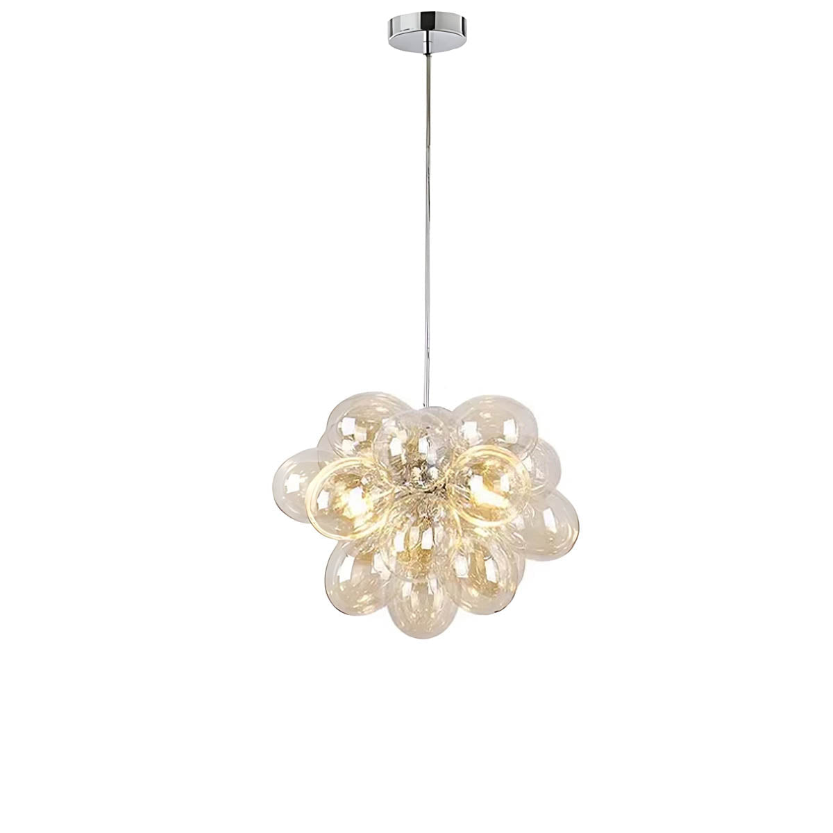Modern Glass Bubble & Stainless Steel Chandelier
