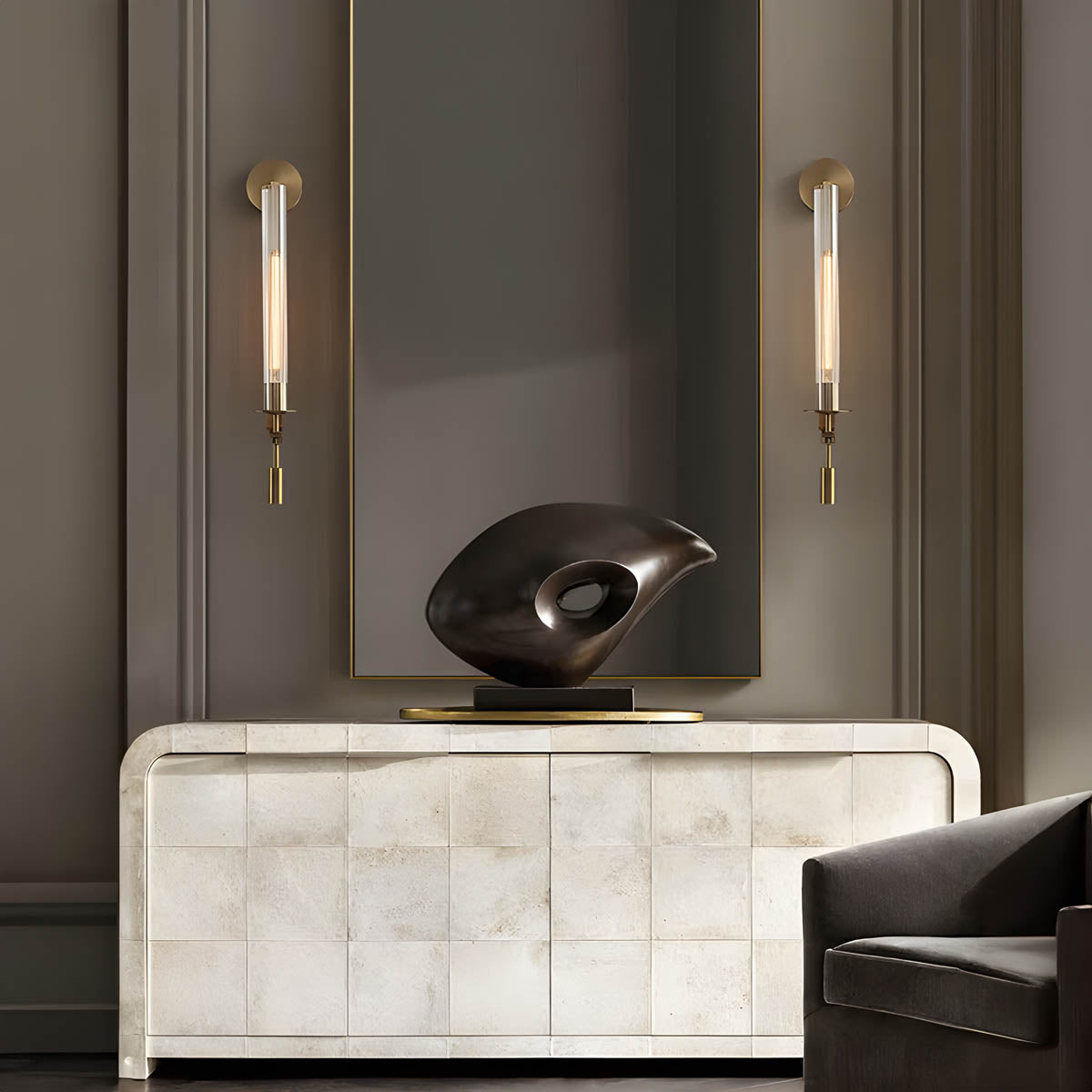 Metal & Glass LED Wall Light – LEXIE Nordic Long Sconce