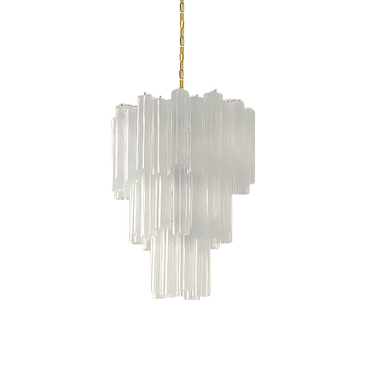 Glass tube chandelier with stainless steel frame
