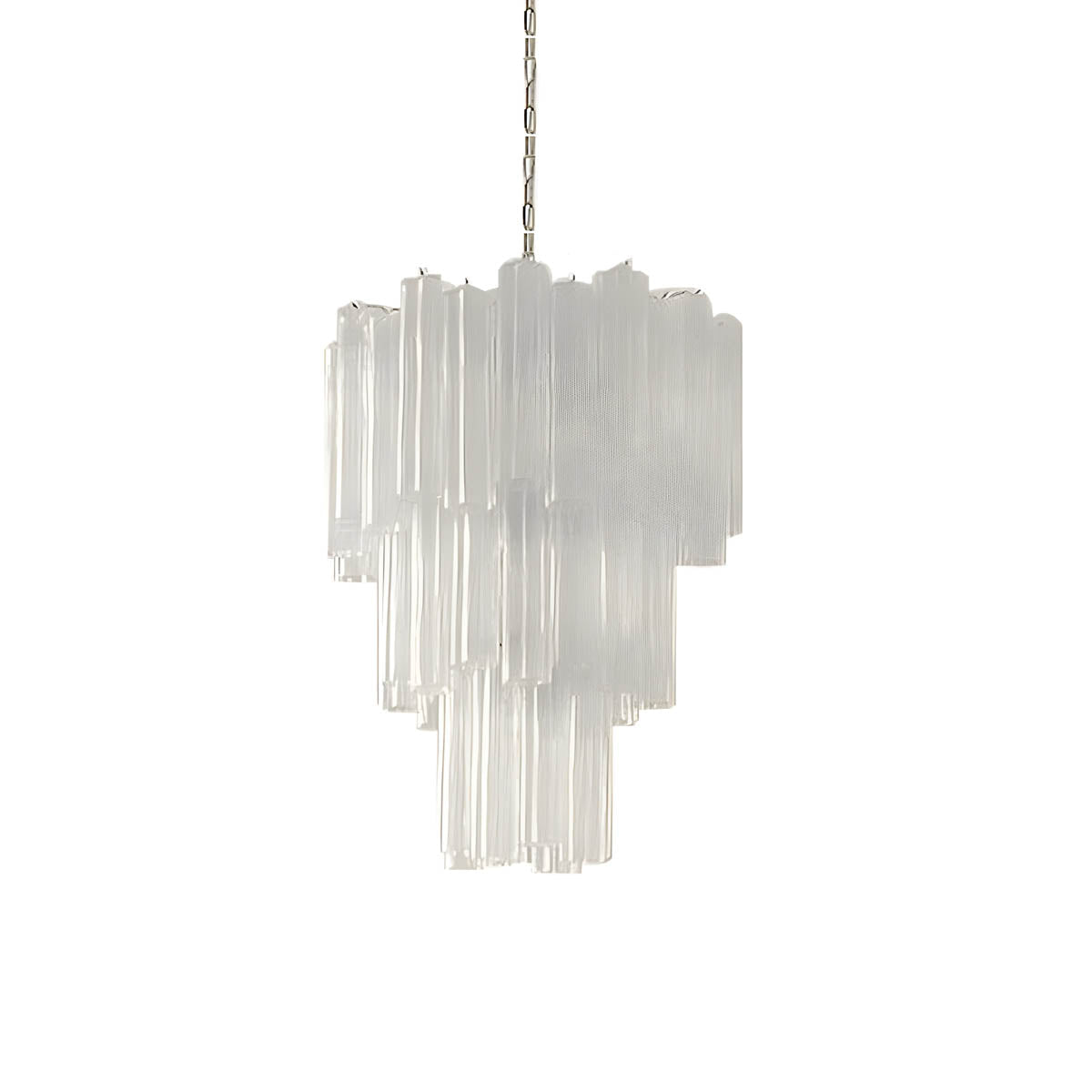 Glass tube chandelier with stainless steel frame