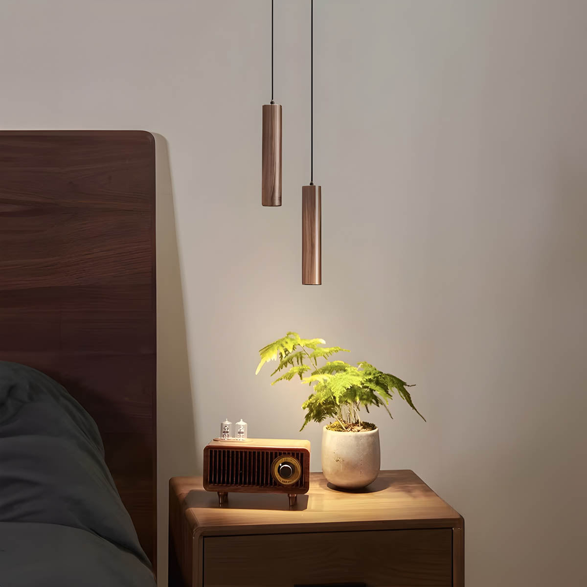 Wooden Multi-Head Pendant Light GU10 LED, 1 or 3 Heads, 30cm Length