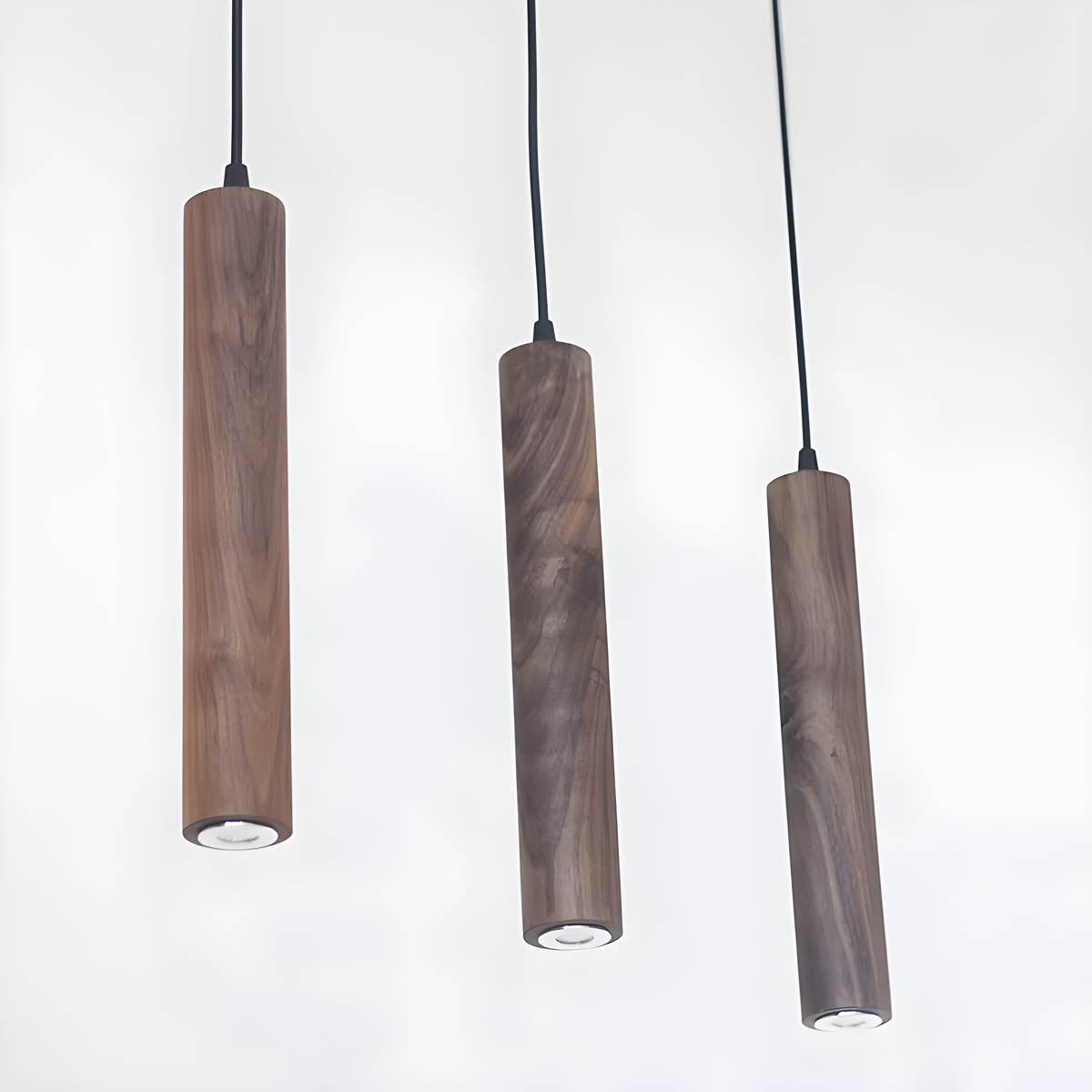 Wooden Multi-Head Pendant Light GU10 LED, 1 or 3 Heads, 30cm Length