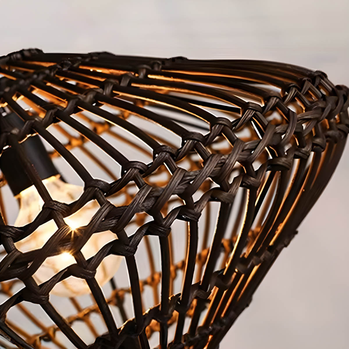 Rattan & iron pendant light, Ø 56 cm, E27 LED included