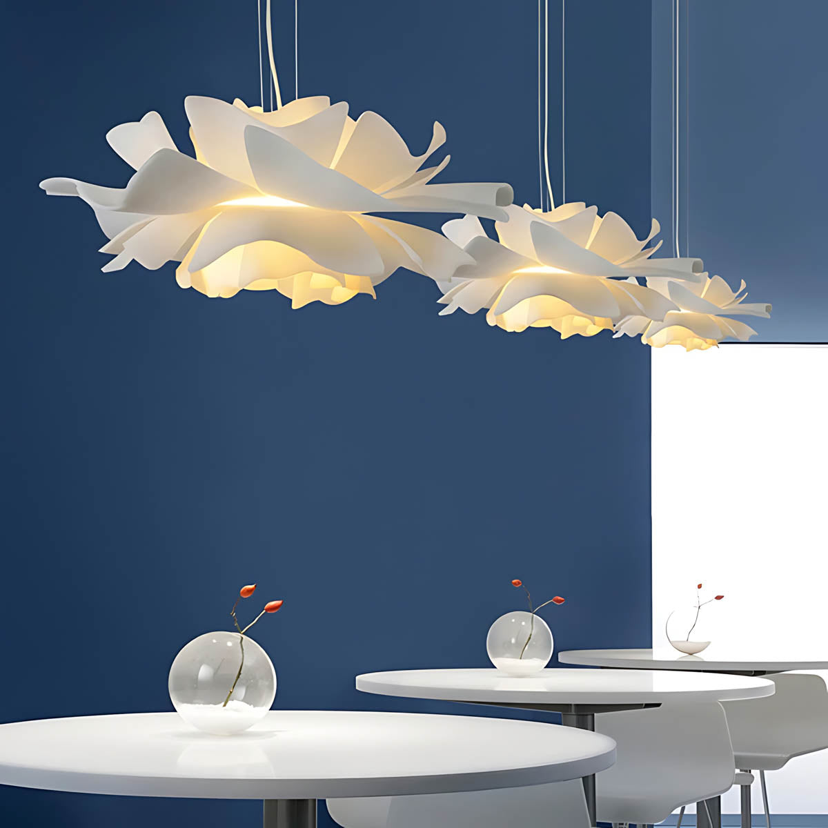 Acrylic flower pendant light – soft sculptural design