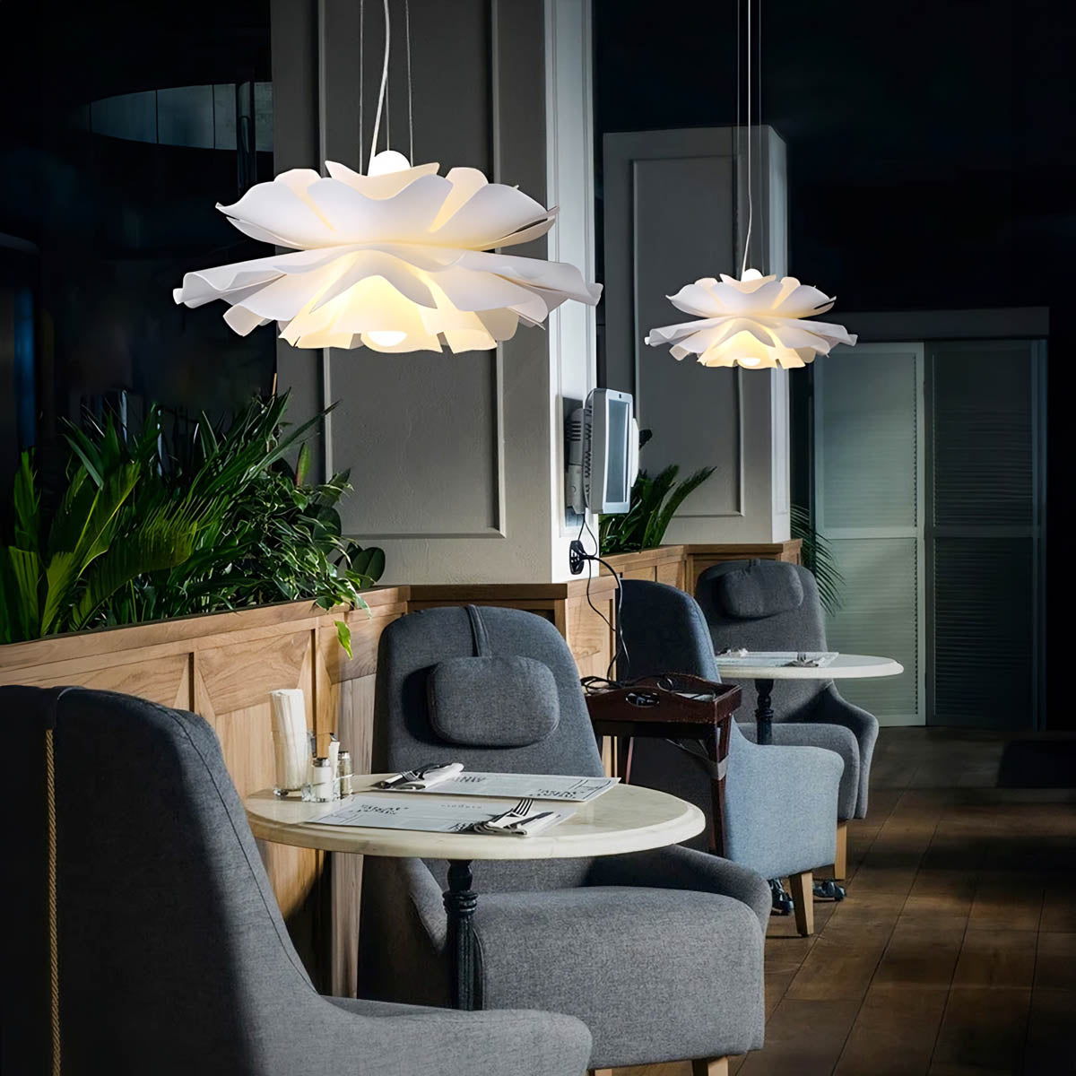 Acrylic flower pendant light – soft sculptural design