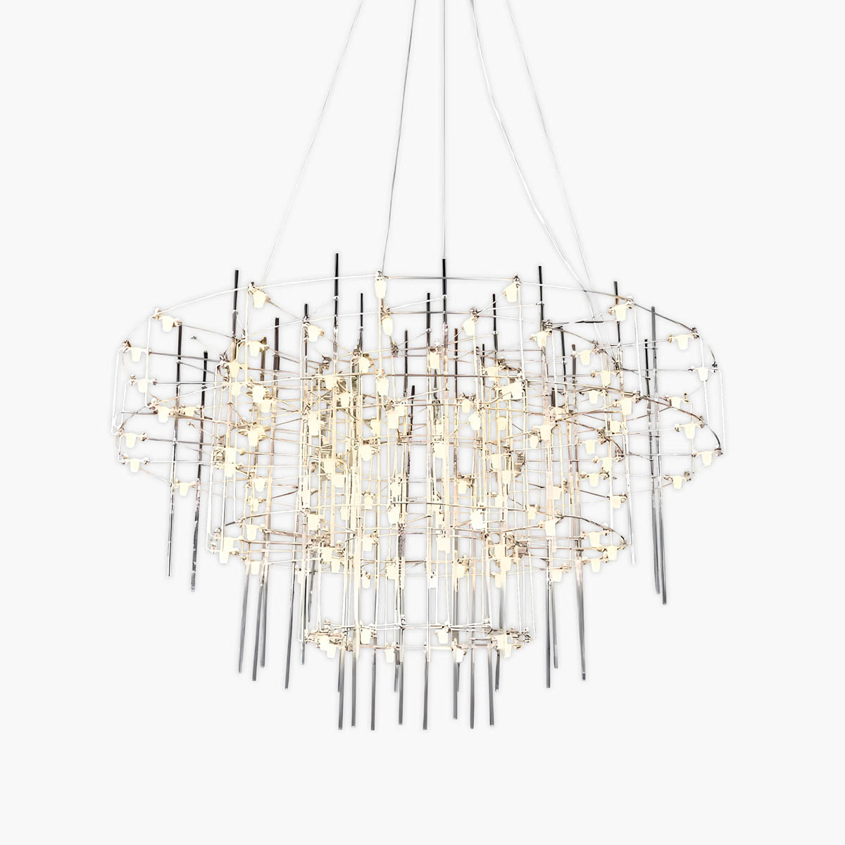 Cascade Rod & Crystal-Accent LED Chandelier