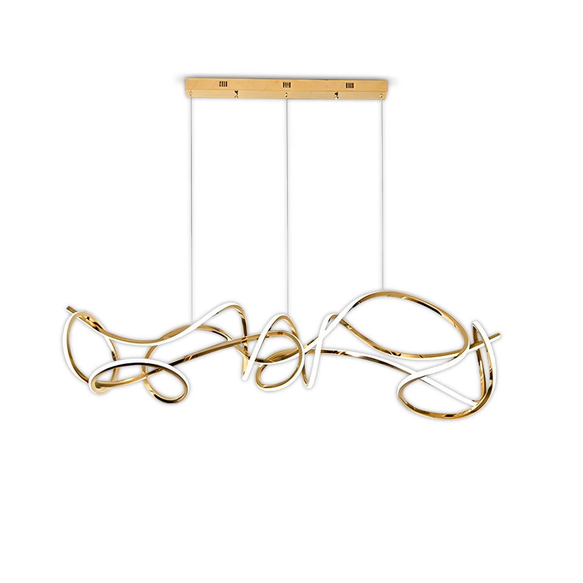 Sculptural Wave Acrylic & Metal LED Chandelier