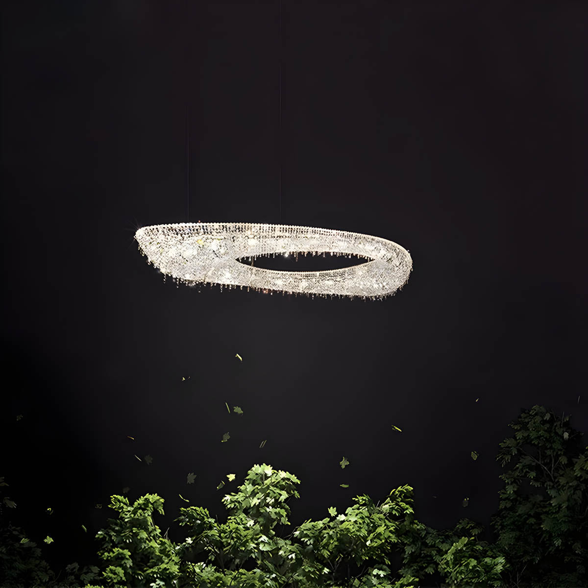 Polished Steel & Crystal LED Pendant Chandelier LUXEIRA