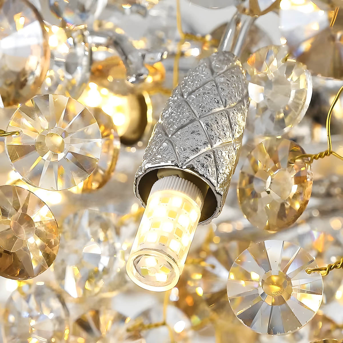 Crystal and Aluminium Branch Chandelier LED