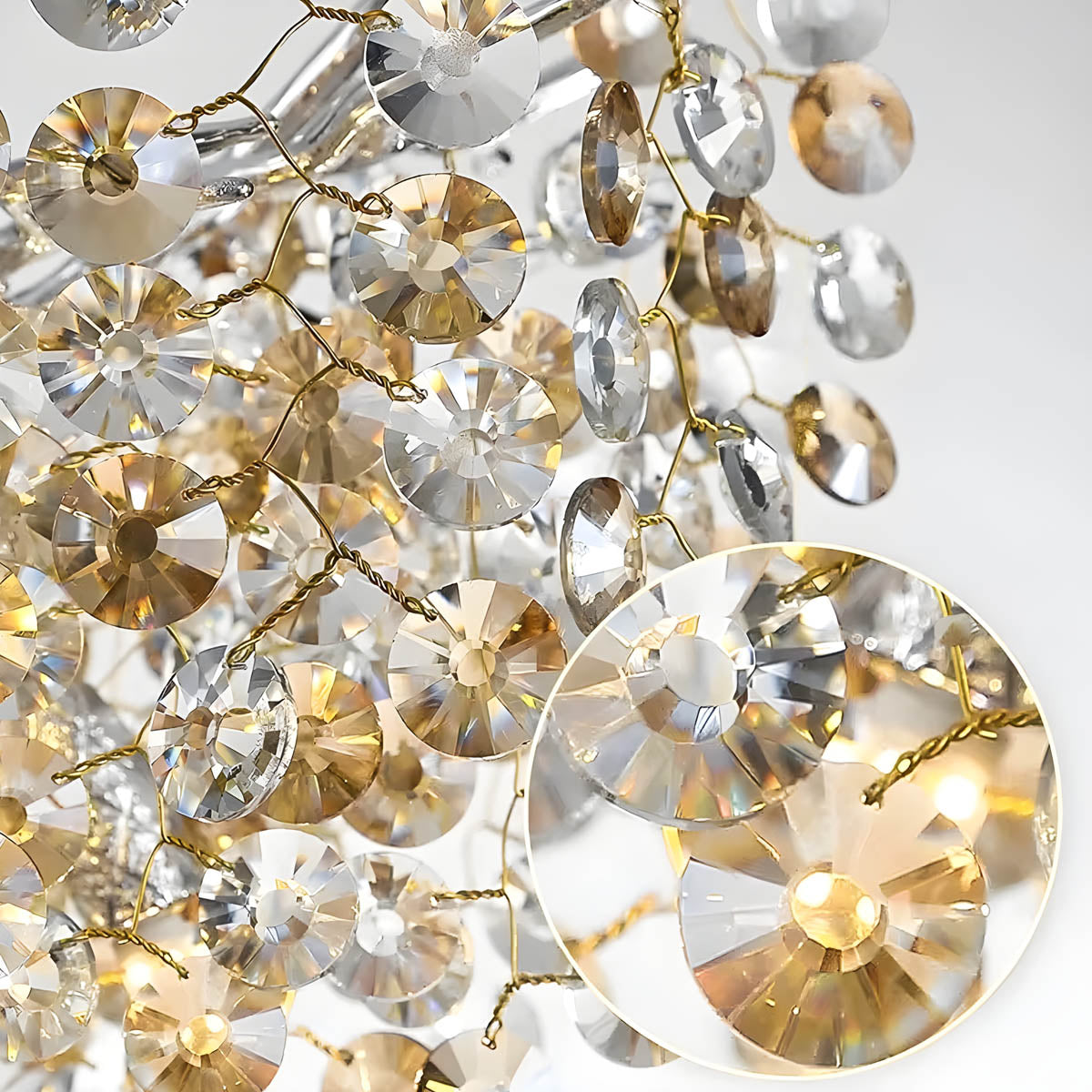 Crystal and Aluminium Branch Chandelier LED