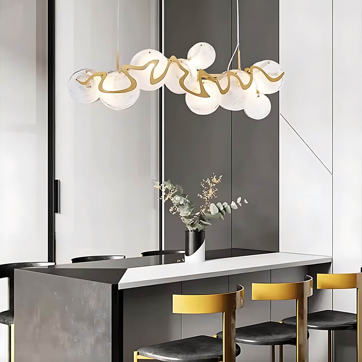 Glass Disc & Aluminium Pendant Light 60-95 cm