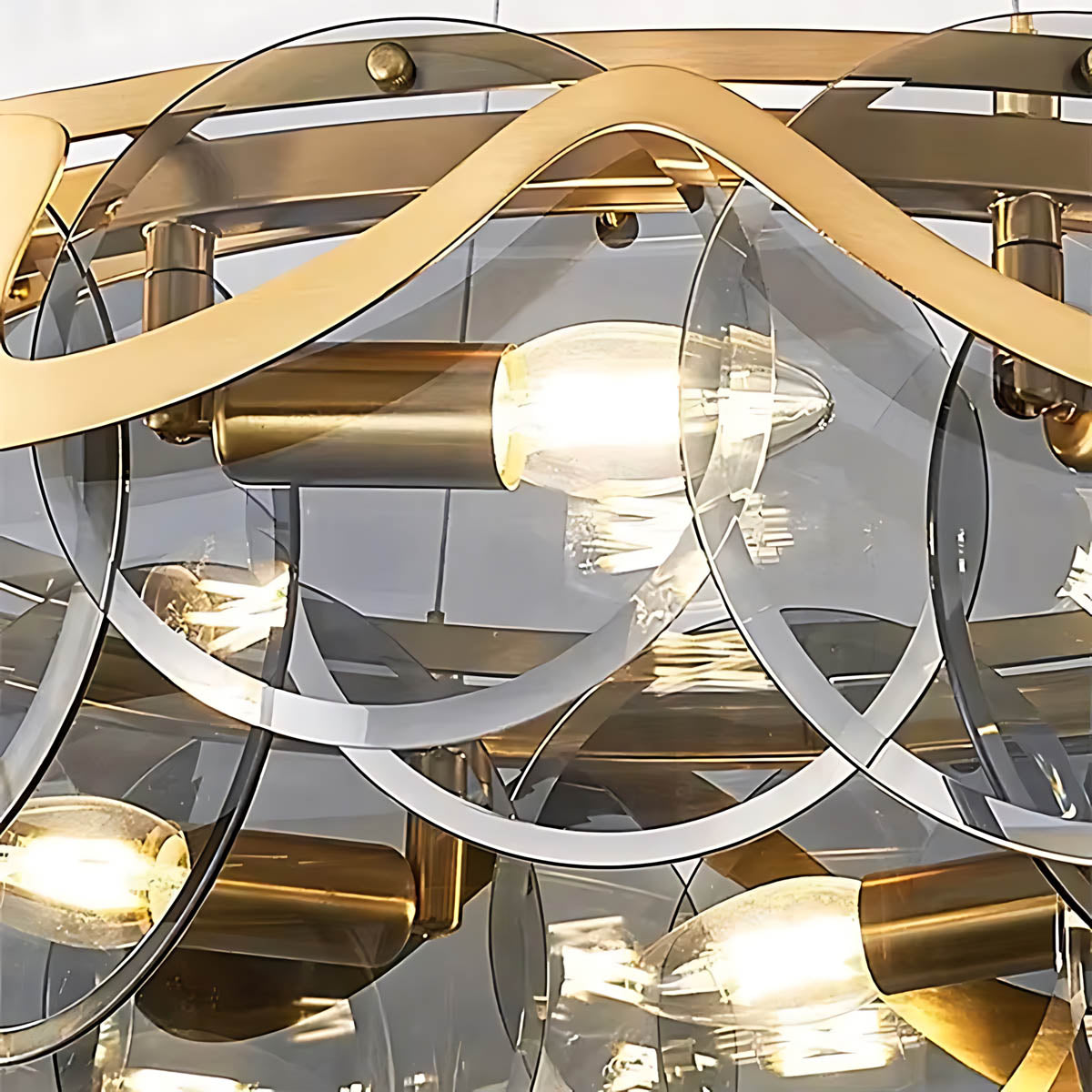 Glass Disc & Aluminium Pendant Light 60-95 cm