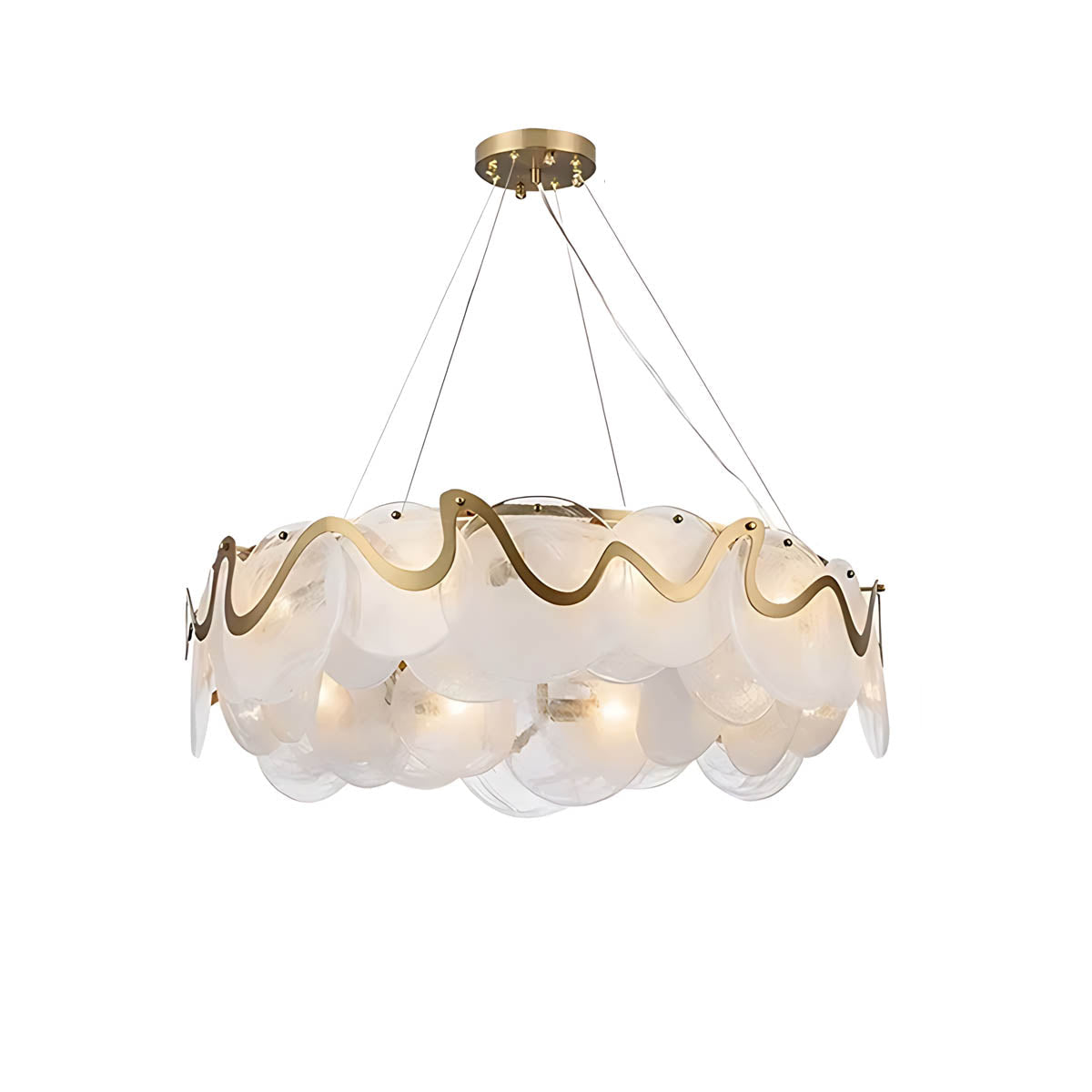 Glass Disc & Aluminium Pendant Light 60-95 cm