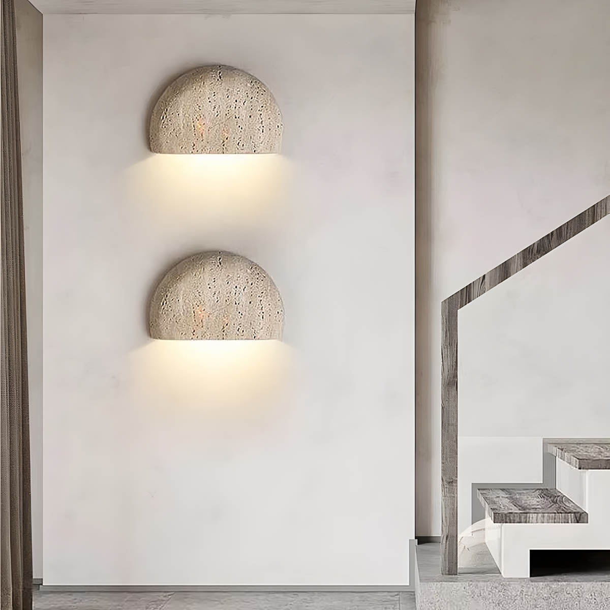Half-Sphere Travertine Wall Sconce with G9 Socket