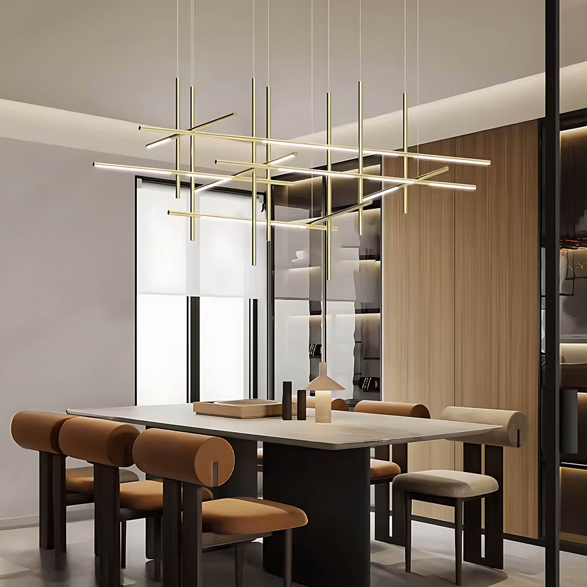 Modern Geometric Alloy & Acrylic Chandelier