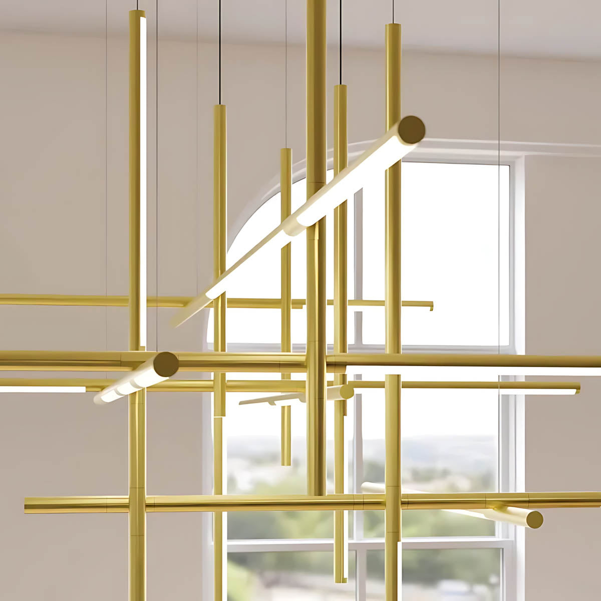 Modern Geometric Alloy & Acrylic Chandelier