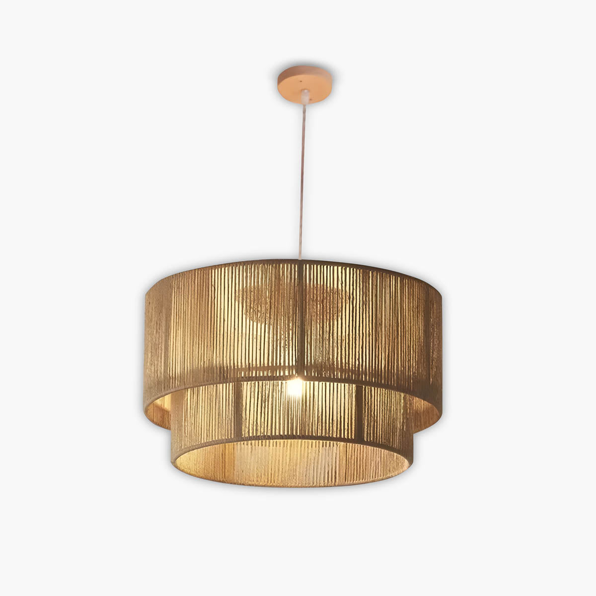 Hemp rope & iron drum pendant / ceiling light