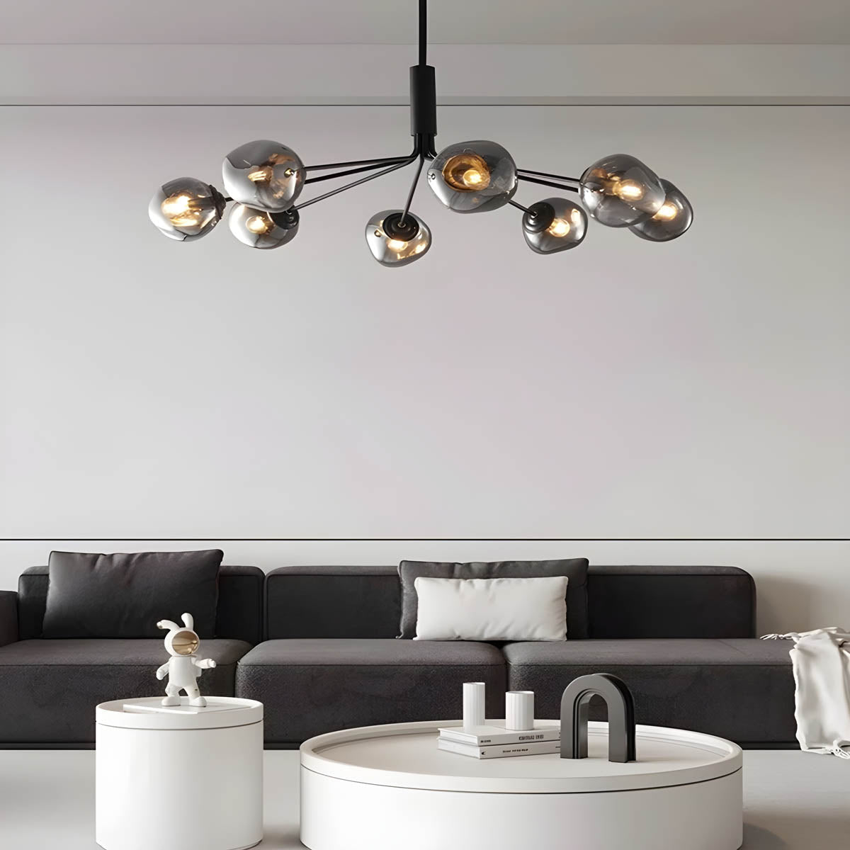 Multi-head Flush / Semi-Flush LED Ceiling Light in Glass & Metal