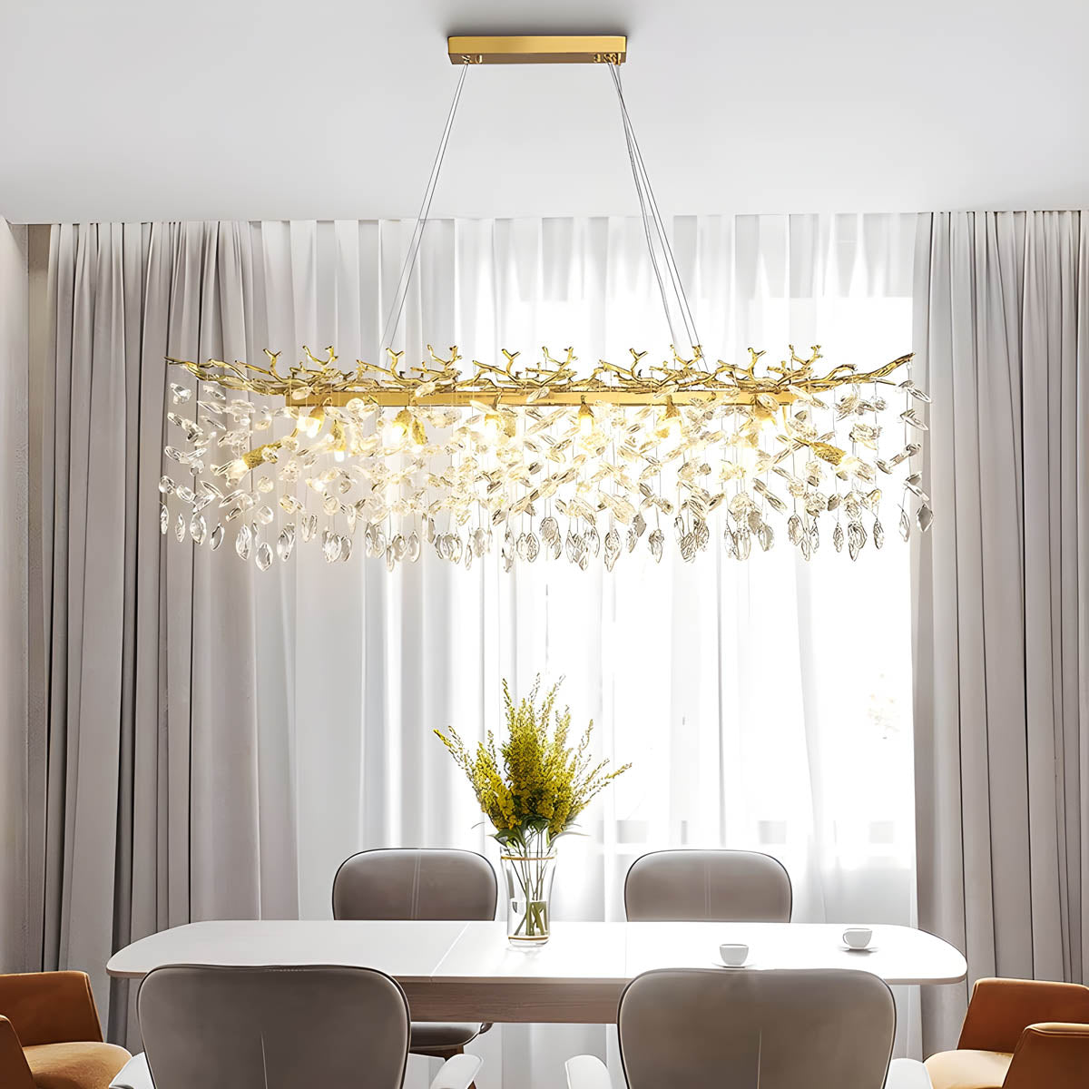 Branch aluminium & crystal pendant light LED G9
