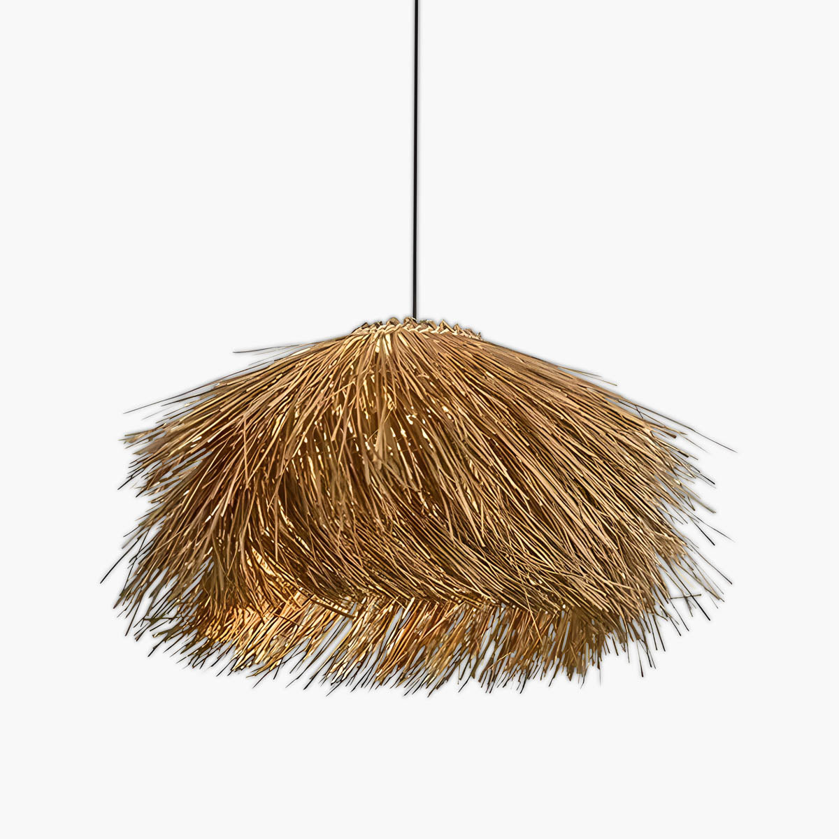 Hand-woven rattan & iron pendant light, statement piece