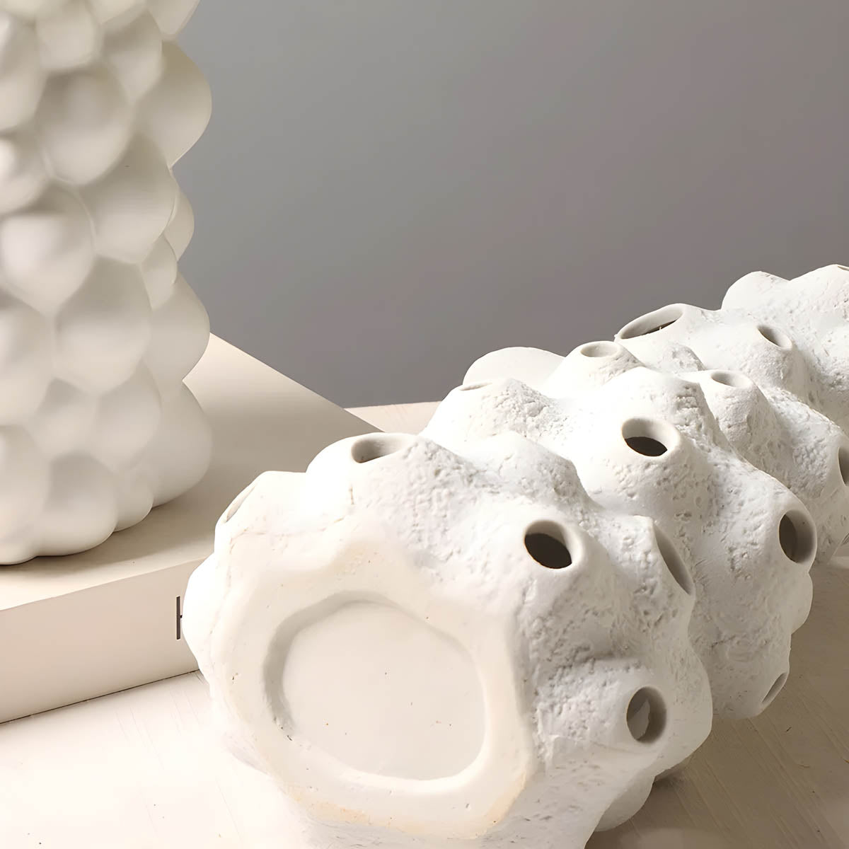 Ceramic Porcelain Sculptural Vase with Organic Perforations