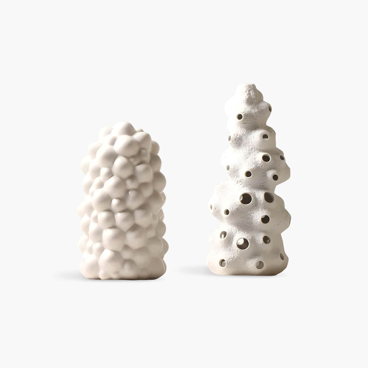 Ceramic Porcelain Sculptural Vase with Organic Perforations