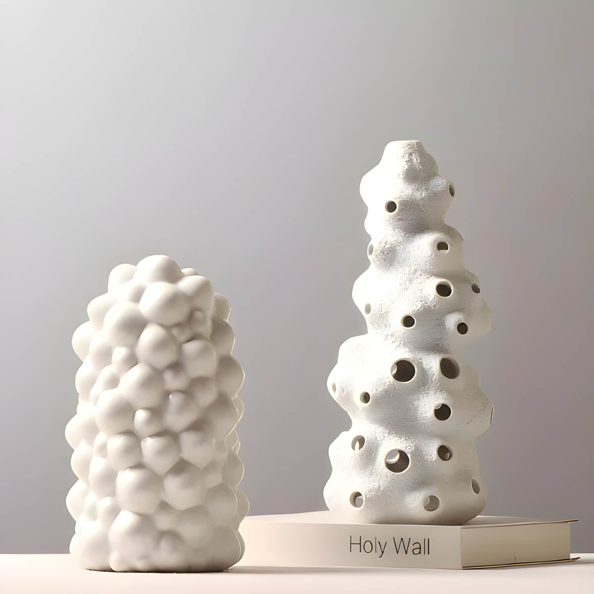 Ceramic Porcelain Sculptural Vase with Organic Perforations