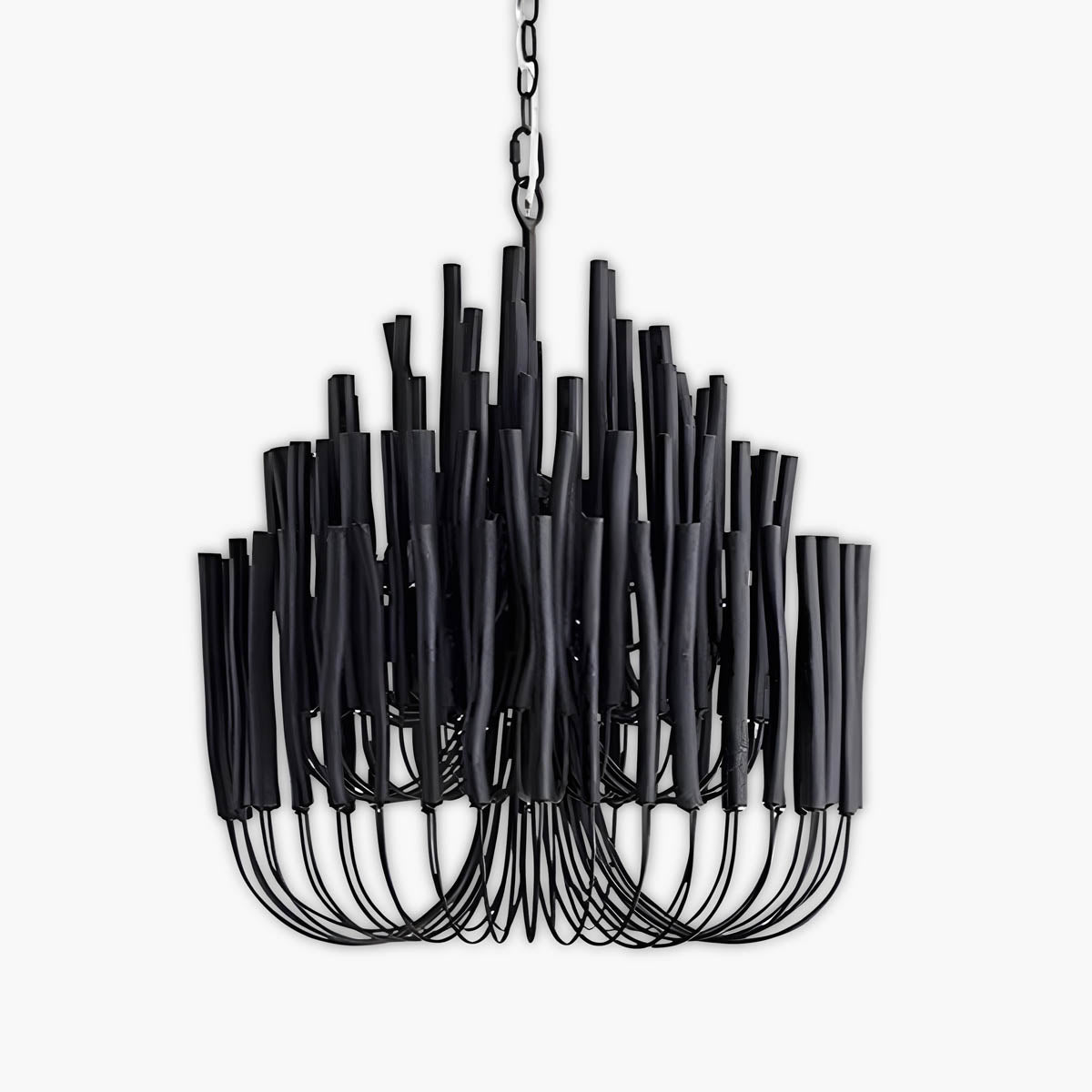 Iron and wood chandelier – modern candle design