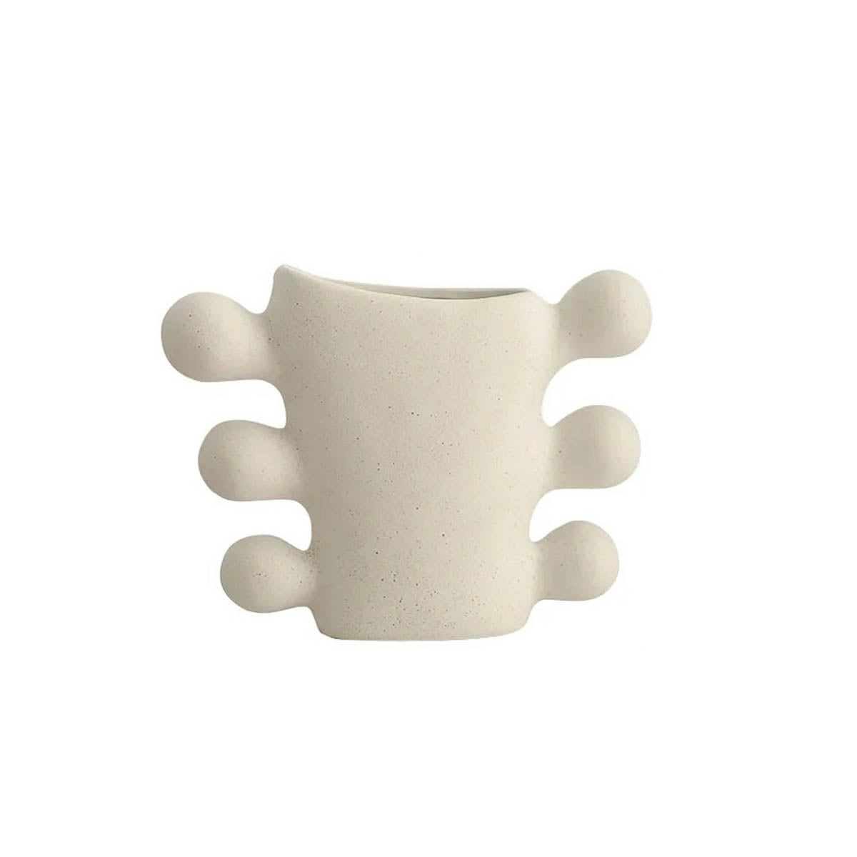 Sculptural Speckled White Ceramic & Porcelain Vase — Organic Accent Design